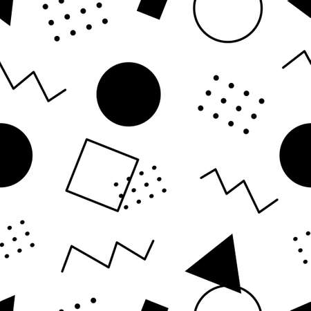 Seamless pattern, various geometric shapes on a white background - Vector illustrationのイラスト素材