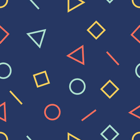 Seamless colored background pattern, various geometric shapes - Vector illustrationのイラスト素材
