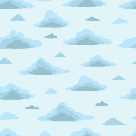 Seamless background pattern, different white clouds - Vector illustrationのイラスト素材