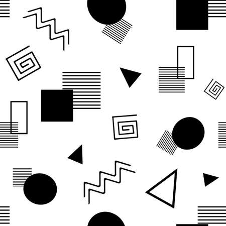 Seamless pattern, various geometric shapes on a white background - Vector illustrationの写真素材