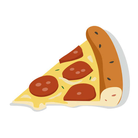 Realistic pizza with pepperoni and different types of sauces and cheese - Vector illustrationのイラスト素材