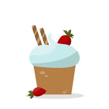 Realistic ice cream on white background - Vector illustration