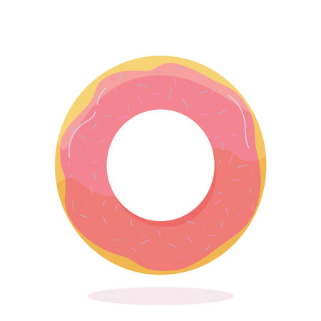 Realistic round donut on white background - Vector illustration