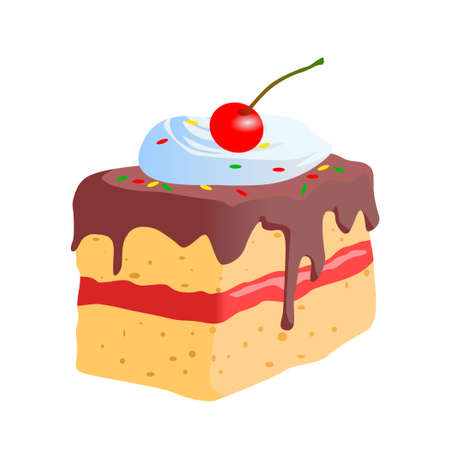 Realistic cake pastry on white background - Vector illustrationのイラスト素材