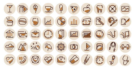 Hobbies and daily life icons on white background - Vector illustrationのイラスト素材