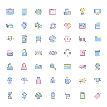 Build business icons on white background - Vector illustrationのイラスト素材