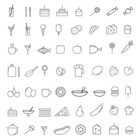 Icons of food, products and dishes of different countries of the world - Vector illustrationのイラスト素材