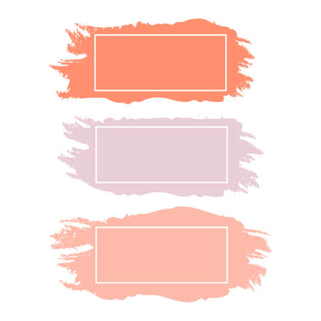 Three colored paint strokes with frame and place for text - Vector illustrationのイラスト素材