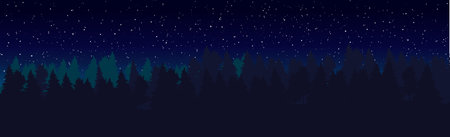 Panoramic landscape dark night dense forest - Vector illustrationのイラスト素材