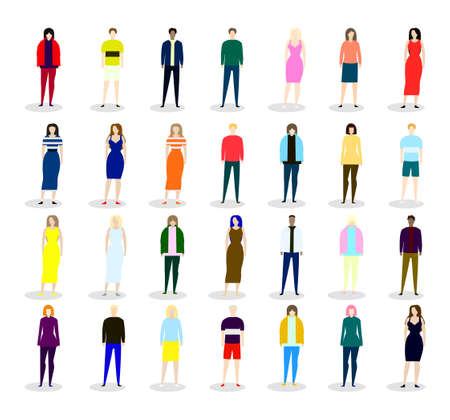 Small miniatures of different people on a white background - Vector illustrationのイラスト素材