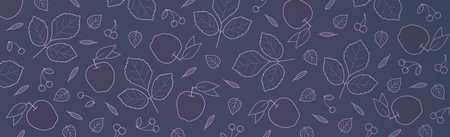 Blue background with many autumn foliage - Vector illustration