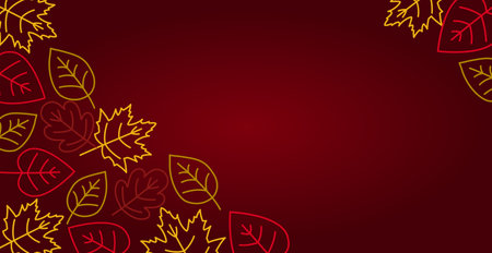 Red background with many autumn foliage - Vector illustrationのイラスト素材