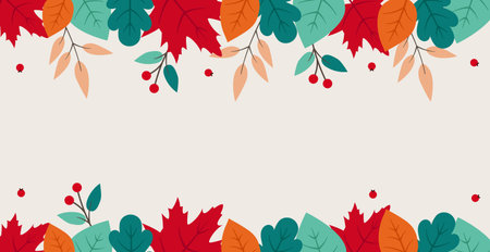 Realistic autumn foliage, white background with space for text - Vector illustrationのイラスト素材