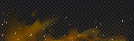 Realistic fire on a dark background - Vector illustration