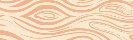 Panoramic texture of light wood with knots - Vector illustration