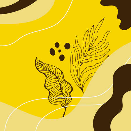 Abstract trendy square background with floral and geometric elements. Web Template for Design - Vector illustrationのイラスト素材