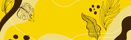 Abstract trendy panoramic background with floral and geometric elements. Web Template for Design -...