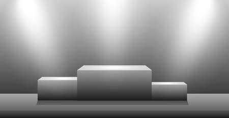 Realistic rectangular white podium in a light studio - Vector illustrationのイラスト素材