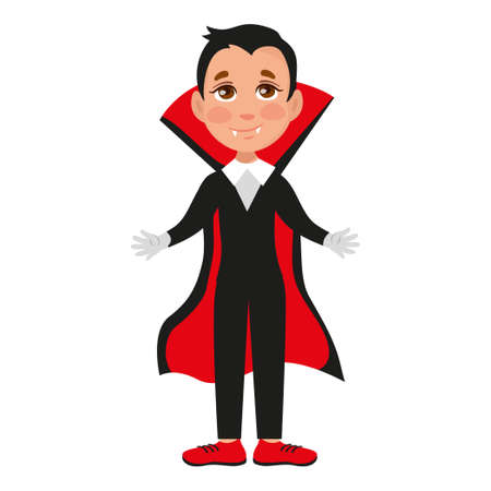 Boy dressed in festive halloween costume - Vector illustrationのイラスト素材