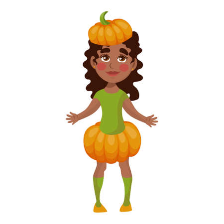 Girl dressed in a festive halloween costume - Vector illustrationのイラスト素材