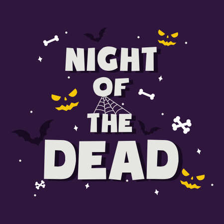 Colorful bright web banner congratulations on the holiday Halloween, night of the monsters - Vector illustrationのイラスト素材