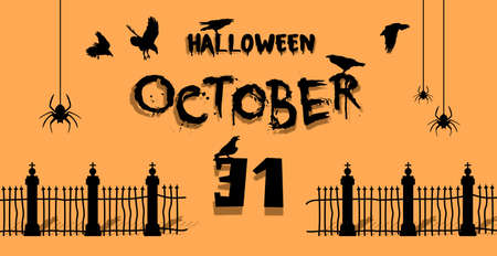 Halloween colorful bright web banner congratulation - Vector illustrationのイラスト素材