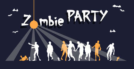 Colorful bright web banner congratulations on the holiday Halloween, zombie party - Vector illustrationのイラスト素材