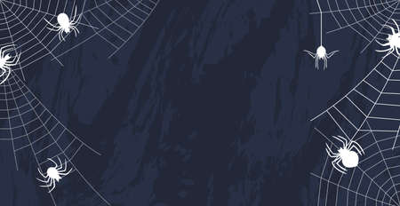 Spiders on a dark halloween background - Vector illustrationのイラスト素材