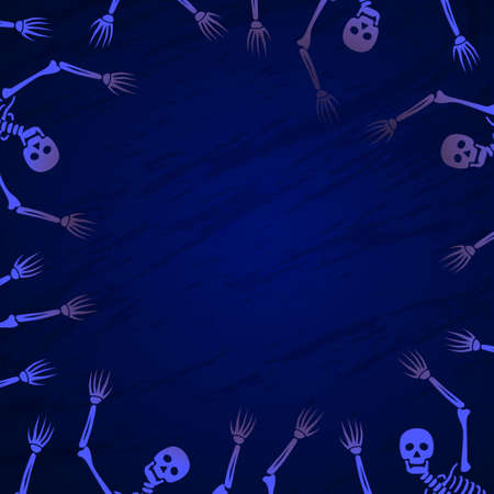 Set of skeletons against a dark background Halloween - Vector illustrationのイラスト素材