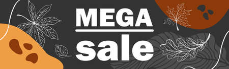 Mega sale big autumn discounts, web ad banner - Vector illustrationのイラスト素材