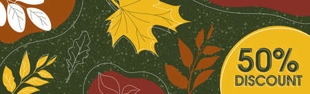 50 percent big autumn discounts, web ad banner - Vector illustrationのイラスト素材