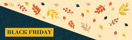 Black Friday big autumn discounts, web ad banner - Vector illustrationのイラスト素材