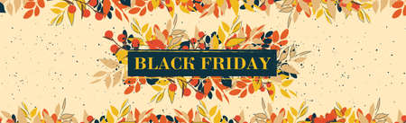 Black Friday big autumn discounts, web ad banner - Vector illustrationのイラスト素材