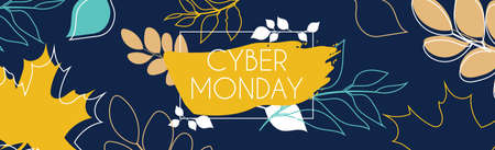 Cyber Monday big autumn discounts, web ad banner - Vector illustrationのイラスト素材