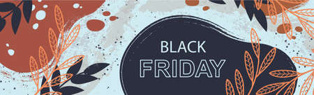 Black Friday big autumn discounts, web ad banner - Vector illustrationのイラスト素材