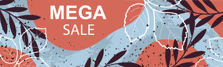 Mega sale big autumn discounts, web ad banner - Vector illustrationのイラスト素材