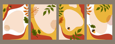 Abstract trendy generic autumn art templates. Suitable for cover, web banner, poster, flyer, poster, postcard - Vector illustrationのイラスト素材