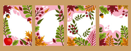 Abstract trendy generic autumn art templates. Suitable for cover, web banner, poster, flyer, poster, postcard - Vector illustrationのイラスト素材