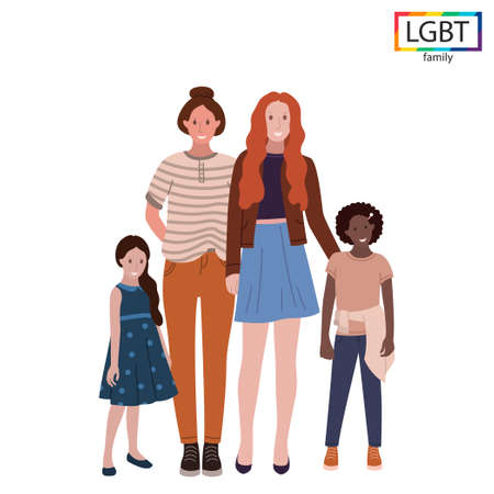 Family two mothers and two daughters - Vector illustrationのイラスト素材