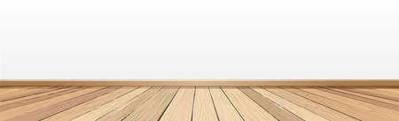 Realistic light wood floor and white wall, background for presentation - Vector illustrationのイラスト素材