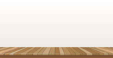 Large table top, wooden texture from boards, white background - Vector illustrationのイラスト素材