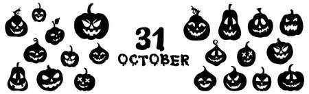 Assembly of different halloween pumpkins on a white background - Vector illustrationのイラスト素材