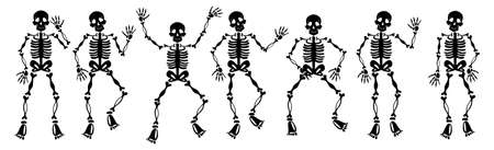 Set of halloween skeletons on white background - Vector illustrationのイラスト素材