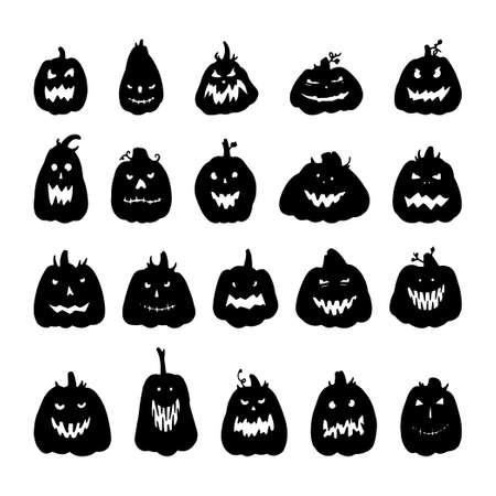 Assembly of different halloween pumpkins on a white background - Vector illustrationのイラスト素材