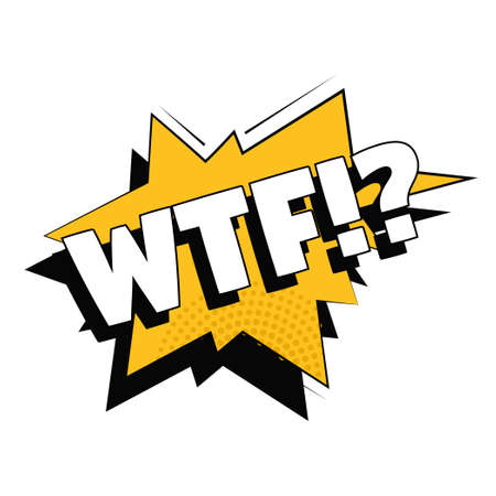 Comic lettering WTF on white background - Vector illustrationのイラスト素材