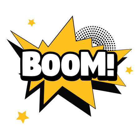 Comic lettering BOOM on white background - Vector illustrationのイラスト素材