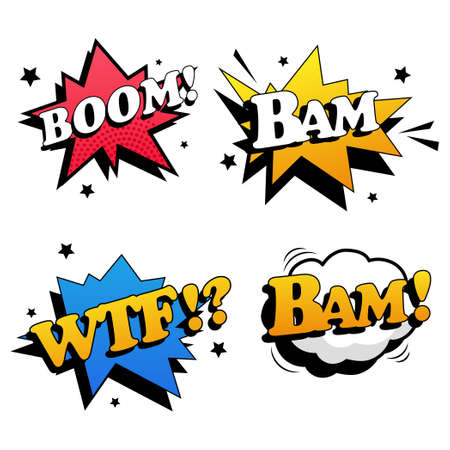 Comic book lettering collection on white background - Vector illustrationのイラスト素材
