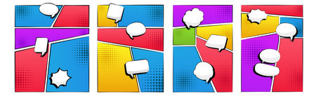 Compilation of colorful backgrounds comic zoom - Vector illustrationのイラスト素材