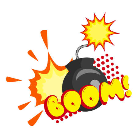 Comic lettering BOOM on white background - Vector illustrationのイラスト素材