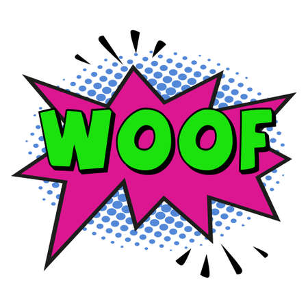 Comic lettering WOOF on white background - Vector illustrationのイラスト素材